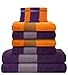 Produktbild Liness Stripes 10 tlg Handtuch Set lila orange 4 Handtücher 50x100 cm 2 Duschtücher Badetücher 70x140 cm 4 Waschhandschuhe 100% Baumwolle Frottee Handtücher Set lila violett orange