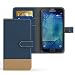Produktbild Samsung Galaxy S5 / S5 LTE+ / S5 Duos / S5 Neo Hülle Bookstyle im Textil Look mit Standfunktion I von EAZY CASE I Book-Style Case aufklappbar, Schutzhülle Denim Style, Flipcase, Flipstyle, Flipcover mit 3 Kartenfächern, aus Kunstleder, Dunkelblau