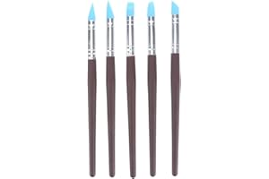 Bestonzon Lot de 5 pinceaux à peinture en silicone pour masquage de peinture liquide et moulage en argile Rouge foncé