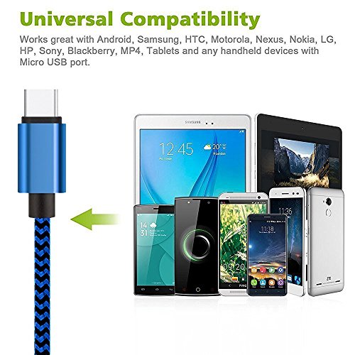 USB Typ C Kabel [Ultra Durable] H quadratic Nylon geflochten – für Huawei P9, Nexus 6P, Nexus 5X, Oneplus 2, neues Macbook, ChromeBook Pixel, Nexus 5X / 6P, OnePlus 2/3, (Länge 1M Farbe Blau) - 6