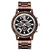 Produktbild LHXHL Holz Armbanduhr Runde Analog Quarz Business Armbanduhr mit Quarz Zifferblatt und Datumsanzeige mit Holzarmband Verstellbarem mit Datum Stoppuhr für Männer