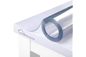 Longing Home Transparent Nappe,Film de Protection pour Table en PVC Transparent -2 mm,Bord biseauté est imperméable, ce Qui la Rend Facile à Nettoyer