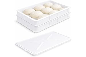 VIRSUS Cassetta con Coperchio per impasti Pizza e Pane HD1, misura 60x40x10 cm e capacità 20 Litri, colore neutro, Contenitore per alimenti, porta impasto per panetti (2 Cassette + 1 Coperchio)