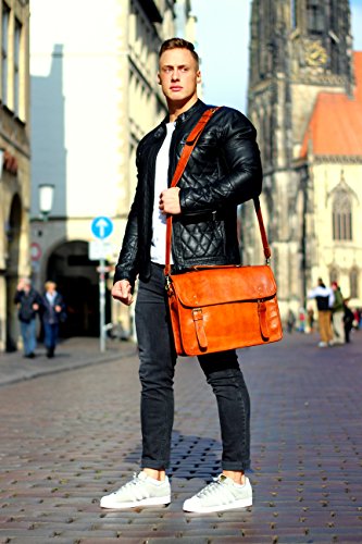 MaCorio Argan-Nature „Bobby“ 17,3″ Vintage Leder-Trendtasche, Umhängetasche, Collegetasche, Schultertasche, Unisextasche, Laptoptasche, Bürotasche, Aktentasche, Unitasche, Lehrertasche - 8