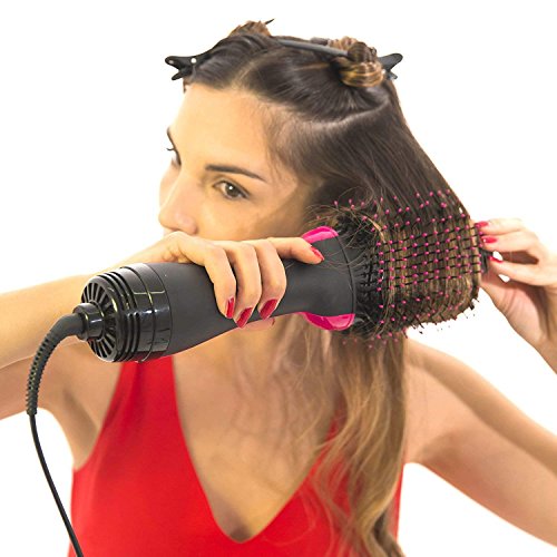 One Step Hair Dryer and Volumizer  Meraif Salon Hot Air Paddle Styling Brush Negative Ion Generator Hair Straightener Curler for All Hair Types