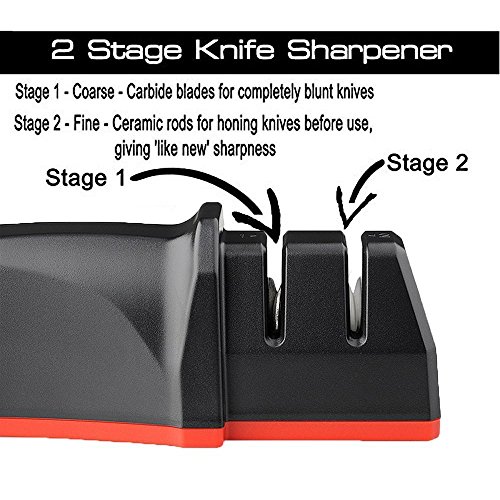 Joyoldelf Professional Soft-Grip-Handgriff Messerschärfer Messerschleifer Knife Sharpener Schärfen Küche, ergonomisches Design - 2