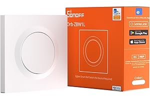 SONOFF Orb-ZBW1L Interrupteur Mural Intelligent Zigbee 3.0, Sans Fil Neutre, 1 Voie 6A, Compatible Alexa/Google/Home Assistant/Zigbee2MQTT