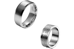 JewelryWe Anello Preghiere da Uomo Donna,Anello 8mm, Acciaio Inossidabile, Anello Banda Colore Oro/Argento, con Bibbia Spagnolo,Anello Preghiera Signori Attraversare Epoca, Misura 12-32