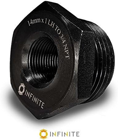 14mm x 1 LH Threaded Adapter - 3/4 NPT - Fuel Filter - Black Steel - LIFETIME WARRANTY