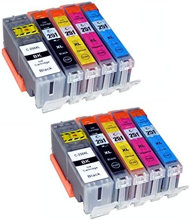 10x Compatible with PGI-250 XL CLI-251 XL Ink Cartridge for PIXMA IP7220 IP8720 IX6820 MG5420 MG5422 MG5520 MG5522 MG5620 MG5622 MG6320 MG6320