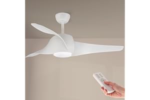 M mimotec - Ventilatore a soffitto Fanton Led Bianco 58W, telecomando, basso consumo, motore DC 40W+Luce Led 18W, 8 velocità, Silenzioso, 3 Lame, modalità inverno-estate, timer, LM8080