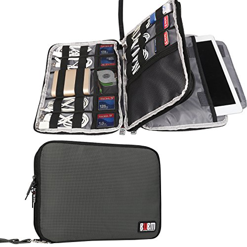 BUBM Reisetasche Organisator Tasche mit Doppelschichte für Elekronik Zubehör Wie Telefon Ladegerät Tasche (Groß, Grau)