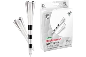 GOLF 4 YOU Tees de Golf Zéro Frictions, Taille 83 mm & 38 mm, Pack 50 Pièces Mixte- Accessoires de Golf - Couleur Blanc avec Rainures Noires - Conception Plastique Durable