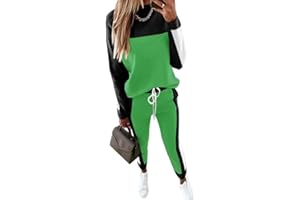 Yesgirl Damen Jogginganzug Zweiteiler Outfit 2 Stück Trainingsanzug Set 2 Teilig Freizeitanzug Sportanzug Colorblock Sweatshirt + Jogginghose Sportswear Sportbekleidung Tracksuit