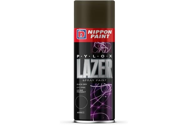Nippon Paint Pylox 400ML Matt Black Spray Paint-Quick Drying & Low Odor Aerosol Paint for Wood Metal Plastic Glass-CFC-Free Multipurpose DIY Paint for Art Craft Furniture Home Decor Automotive