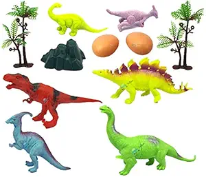 FunBlast Realistic Dinosaur Toy Set of 6 Pcs - Dinosaurs Animals Figures Toys Set with Tree and Eggs for Kids/Boys- Multicolor