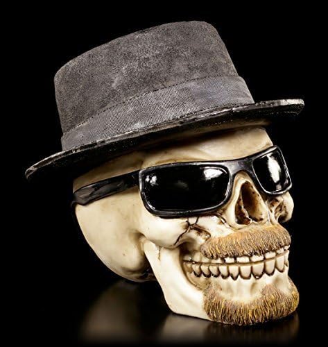 SKULL FIGURE WITH HAT AND SUNGLASSES Badass Large Decor Skull Skull