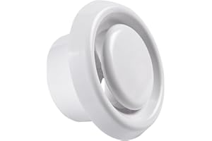BEFUN Plastic Round Ceiling Vent, 150mm - 6 inch Air Vent Cover Ceiling Ventilation Cover with Adjustable Valve and Retaining Ring for Bathroom Kitchen Toilet Office