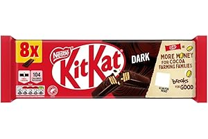 KitKat 2 Finger Dark Chocolate Biscuit Bars – 8 Pack (8 x 20.7 g) | Crisp Wafer Fingers Coated in Rich Dark Chocolate | Enjoy with Tea, Coffee or as a Treat