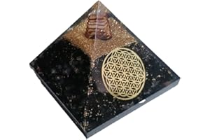 P&R:UK Shungite Orgonite Pyramids. Flower of Life Healing Crystal,Positive Energy Orgone Reiki Chakra Stone