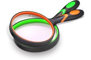FATIYA Loupe de lecture 10X avec poignée en caoutchouc souple antidérapante avec loupe 75 mm et miroir incassable pour lecture, inspection, insectes ( 1* vert/1* orange)