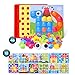 Produktbild LEEHUR Kinder Buntes Steckspiel, Kinderspielzeug Mosaik Steckspielzeug mit 46 Stecker und 12 Bilder Puzzle Bausteine Sets Geschenke