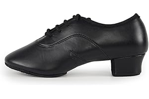 JUODVMP Zapatos Baile Latino Hombre de los de Cuero Lace up estándar Tango latín Jazz Moderno Performance Danza Zapatos Negro,39 EU