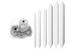 FBTOPNUM Lot de 6 Estompeur Dessin, Estompe en Papier Dessin, Stylos Mélangeurs, Materiel Dessin pour Sketch Crayon Dessin pour Artistes Étudiants, Blanc