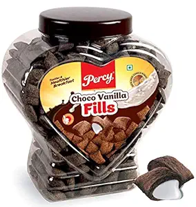 Percy Breakfast Cereal, Choco Vanilla Fills, Multigrain, Jumbo Jar [Zero Cholesterol, Crunchy and Creamy Choco Fill] Jar, 520 g