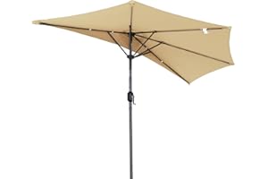 Angel Living Half Circular Parasol, Sombrilla Semicircular 250cm de Acero, Mástil Central de Acero de 38 mm, Para Jardín Patio