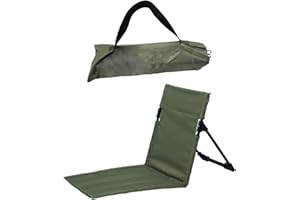 Harilla Strand-Klappstuhl Strandstuhlkissen mit Rückenlehne, Bodenstuhl Klappbares Tribünenkissen, Tragbare Strandliege Faltbarer Campingstuhl Liegestuhl für Picknick, Garten, Wandern, Grün 38x39,5cm