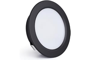 KYOTECH Reflektory LED do zabudowy 230 V, 4 W 440 lm, bardzo płaskie reflektory sufitowe 16 mm, 2700 K, ciepła biel, otwór 55-60 mm, do kuchni, salonu, sypialni, czarny, zestaw 6 sztuk