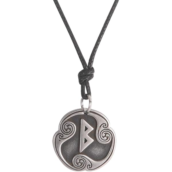 Kiss of Leather Rune pendant Berkana made of 925 sterling silver no. 296, Sterling silver, No gemstone, Sterling Silver, No Gemstone