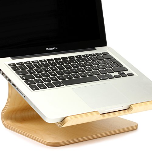 Laptopständer [Original Urcover®] Samdi Edition Echt Holz Notebookständer und Halter für Apple Macbook Pro/Retina Samsung Notebook Ständer Asus Laptop [Deutscher FACHHANDEL] Hell Braun - 3