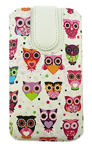 EmartbuyÂ® Multicolore Gufi Print PU Pelle Custodia Case Cover Sleeve ( Misura 5XL ) con Linguetta Adatta Per Oppo R7 Plus 6 Pollice Smartphone