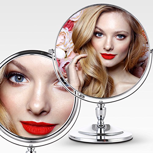 Miusco 1X / 7X Magnifying Double Sided 7 3/4 Zoll groß Tisch Kosmetik Makeup Spiegel, Rund - 3