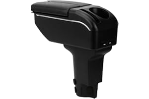 ZENVI Braccioli Compatible with Fiat 500 Braccioli 2016-2024 Console Centrale Organizer Immagazzinaggio Scatola Stile Doppia Porta Utilizzabile Per Autisti Supporto Gomito (Stile Nero)