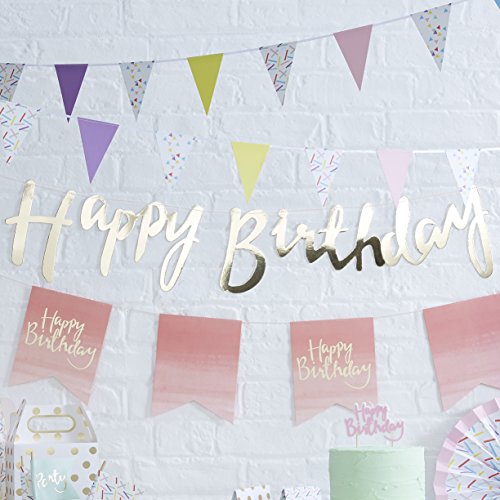 Pick and Mix – Gold Happy Birthday Bunting - 2