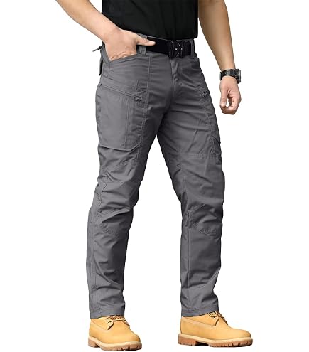 Produktbild von LinRim Cargohose Herren Chino Hose Cargo Hosen Stretch Cargo Hose Army Combat Hose Arbeitshose Männer Tactical Hose Atmungsaktiv Outdoor Funktionshose