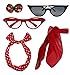 Produktbild Retro-1950er Jahre Polka Dot Style Schal Brille Stirnband und Ohrringe Kostüm Zubehör Set