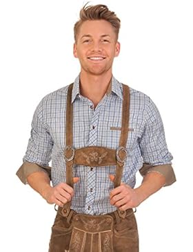 Trachtenhemd mit langem Arm - EMIRAT - rot, blau