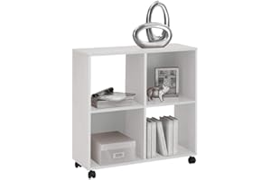FMD Möbel, 290-001 Sprint Büroregal bücherregal auf rollen ideal für A4 ordner, weiß, maße72.0 x 77.0 x 33.0 cm (BHT)
