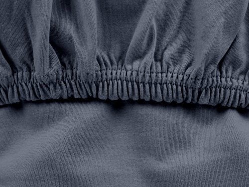 Premium Wasserbett-Spannbetttuch – aus sanforisiertem Baumwoll-Jersey mit 5% Lycra-Anteil – Komfortgröße 180 x 200 cm bis 200 x 220 cm – in 10 attraktiven Farben – auch für Boxspringbetten, anthrazit - 4