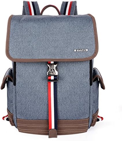 Sinpaid Korean Style Backpack Canvas Backpack Unisex College School/Work Backpack Laptops Backpack Waterproof Outdoor Weekend Travel Daypack (Blue)