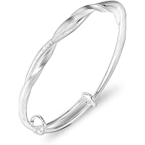 Bracciale Rigido Bracciale Elegante In Argento Sterling 925 - Gioiello Moda Unisex, Aperto E Regolabile Bracciale Placcato Argento Regalo Compleanno San Valentino