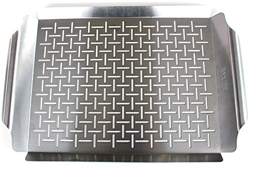 Santos Edelstahl Grillschale mit Griffen – ca, 44 x 30 x 3,5 cm – Grillpfanne, Grillkorb mit Perforierung als Grillzubehör, Gemüsekorb oder Servierschale für Gasgrill oder Holzkohlegrill - 6