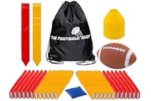 THE FOOTBALL SHOP Flag Football Set for 12 Players - Includes Durable Flag Belts and Flags, Cones, Bean Bag, Carrying Backpack, and Football - Huge 55 Piece Complete Set
