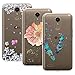 Produktbild Yokata 3 Packs LG K10 2017 Hülle Transparent Handytasche TPU Silicone Bumper Ultra Dünn Slim Durchsichtig Premium Kratzfest Motiv Handyhülle -Feder Blumen und Schmetterlinge Blumen