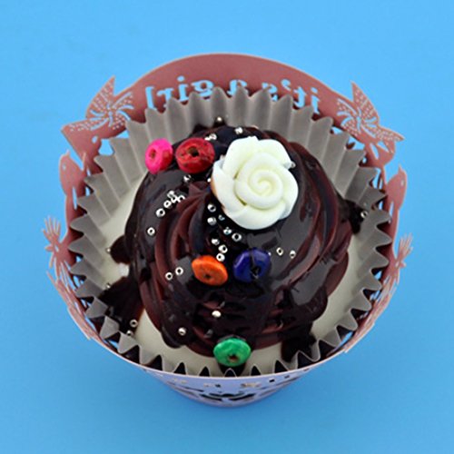 Pearly Papier IT ‚S A GIRL Design Vine Spitze Cup Cake Wrappers Tisch Deco Rosa, Pink, 12pcs - 3