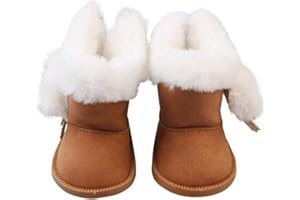 Uteruik Puppenschuhe Plus Samtstiefel für 46 cm Mädchenpuppe Winter warme Schuhe Outfits Kostüm Zubehör, 1 Paar (braun)
